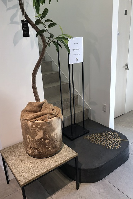 ブロッサムBグリーン 塗り床に金物象嵌のステップ